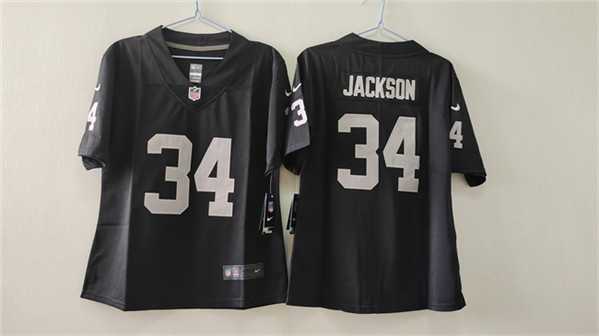 Womens Las Vegas Raiders #34 Bo Jackson Black Vapor Stitched Jersey